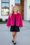 Fuchsia faux fur cozy jacket. TPG40415AMY