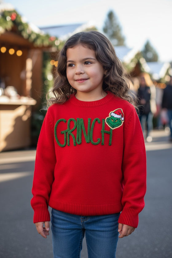 Red Christmas character knitted sweater. TPG51591 AMY