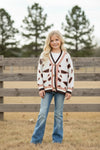 Geometric girls relax fit cardigan. TPG601122006 SOL-