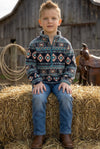 Black & tan aztec printed pull over sweater. TPG60188 AMY