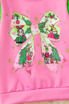 Pink girls sweatshirt with green fur. TPG60310 SOL