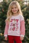 Joy Joy Joy" Lt. Pink Joy top with sequins sleeves. TPG60335 SOL