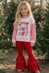 Joy Joy Joy" Lt. Pink Joy top with sequins sleeves. TPG60335 SOL