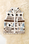 White multi-printed vest. TPG60365 AMY