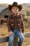 Orange and brown sherpa vest. TPG60366 SOL