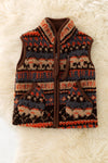 Orange and brown sherpa vest. TPG60366 SOL