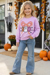 Boo Lilac Halloween printed sweatshirt with pearl detail on sleeves. TPG60450 SOL