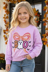 Boo Lilac Halloween printed sweatshirt with pearl detail on sleeves. TPG60450 SOL
