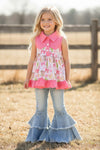Cowgirl boot, cactus & checker printed tunic. TPG60473 SOL