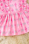 Pink cactus & coquette bow printed girls tunic. TPG60474 jean