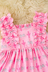 Pink cactus & coquette bow printed girls tunic. TPG60474 jean