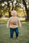 Tan western applique knit sweater. (unisex) TPG60499 MON