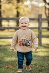 Tan western applique knit sweater. (unisex) TPG60499 MON