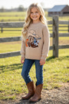 Tan western applique knit sweater. (unisex) TPG60499 MON