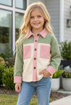 Green, Ivory & pink long sleeve button up shirt. TPG60593 SOL