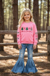 Pink Christmas embroidered sweatshirt. TPG60702 MON
