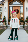 Multi color embroidered Christmas tree on white sweater. TPG60742 MON