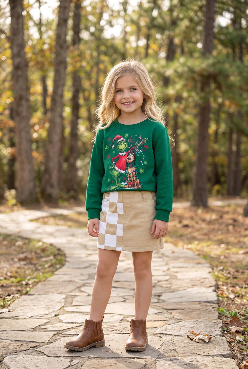 Green Christmas character printed long sleeve top. TPG60763 Bre ...