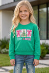 Merry & Bright girls mint long sleeve top. TPG60764 MON