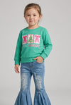 Merry & Bright girls mint long sleeve top. TPG60764 MON