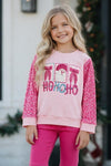 Ho Ho Ho" Pink Christmas sweater with sequins sleeves. TPG60766 SOL
