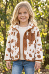 Lt. Brown Cow spot printed girls jacket. TPG60777 BRE
