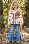 Lt. Brown Cow spot printed girls jacket. TPG60777 BRE
