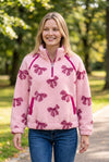 Women coquette bow printed pullover sweater. TPW50130 AMY