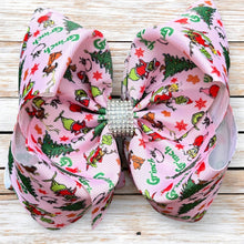  6.5"wide Gr*nch printed double layer hair bows. 4PCS/$10.00 BW-DSG-04