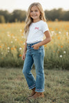 Lt. Blue Denim jeans with embroidered bows & scalloped hem. PNG60155 SOL (Copy)