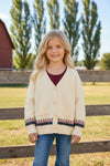 Ivory western knit cardigan. TPG60606 MON