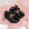 Cute black infant shows w/black front bow. HMZ161B