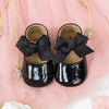 Cute black infant shows w/black front bow. HMZ161B