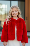 Red faux fur cozy jacket. TPG40414 Jean