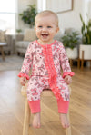 Bow printed baby onesie with fold over footie.  RPG62913 JEAN