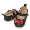 Black dressy baby shoes w/red front bow. BYQ4150B-