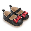 Black dressy baby shoes w/red front bow. BYQ4150B-