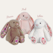  11 inch bunny plushies available in 3 colors.