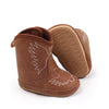 Brown pleather baby  boots with velcro. MY3167B