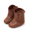 Brown pleather baby  boots with velcro. MY3167B