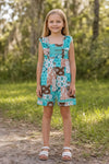 Turquoise & brown western patch printed romper. SR112710-SOL