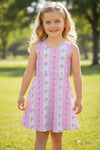 Pink floral printed Hi-Performance dress w/undershorts. GSD031211-SOL