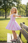 Pink floral printed Hi-Performance dress w/undershorts. GSD031211-SOL