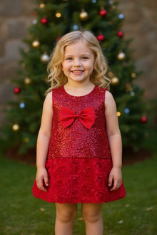  Burgundy sequins dress with rose trim. GSD070901-JEAN