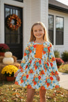 Pumpkin printed girls dress. 5039-Amy