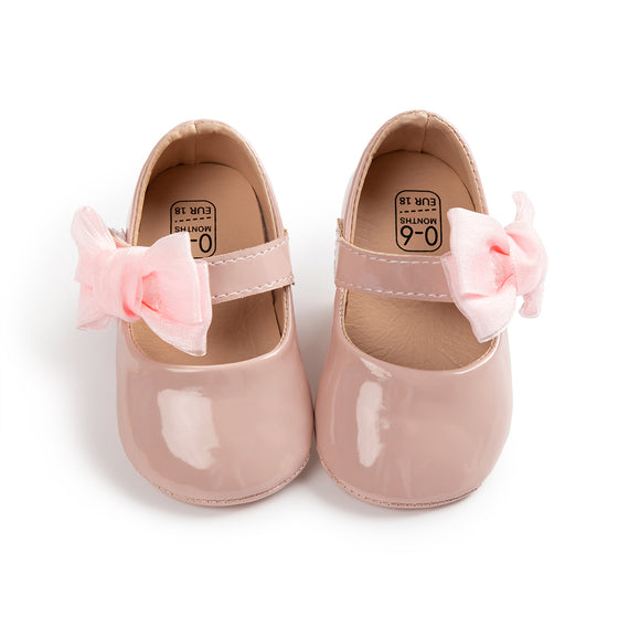 Lt.Pink side bow dressy infant shoes. HM2617