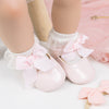 Lt.Pink with front bow infant shoes. HMZ1615P