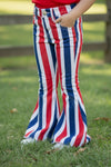 Navy blue, red & white stripe bootcut denim pants. PNG40002 SOL
