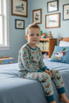 Green mallard printed boys pajamas set. BLP0425-25-AMY
