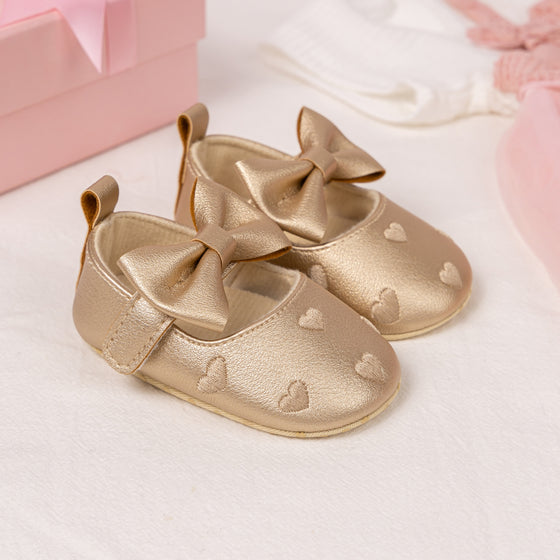 Metallic Gold infant shoes with velcro. HMZ161G